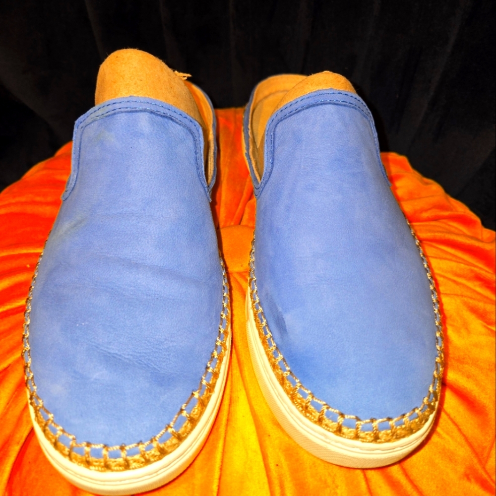 UGG Australia CALEEL Blue Leather Slip on Mules Sneaker Sz US WOMAN 10